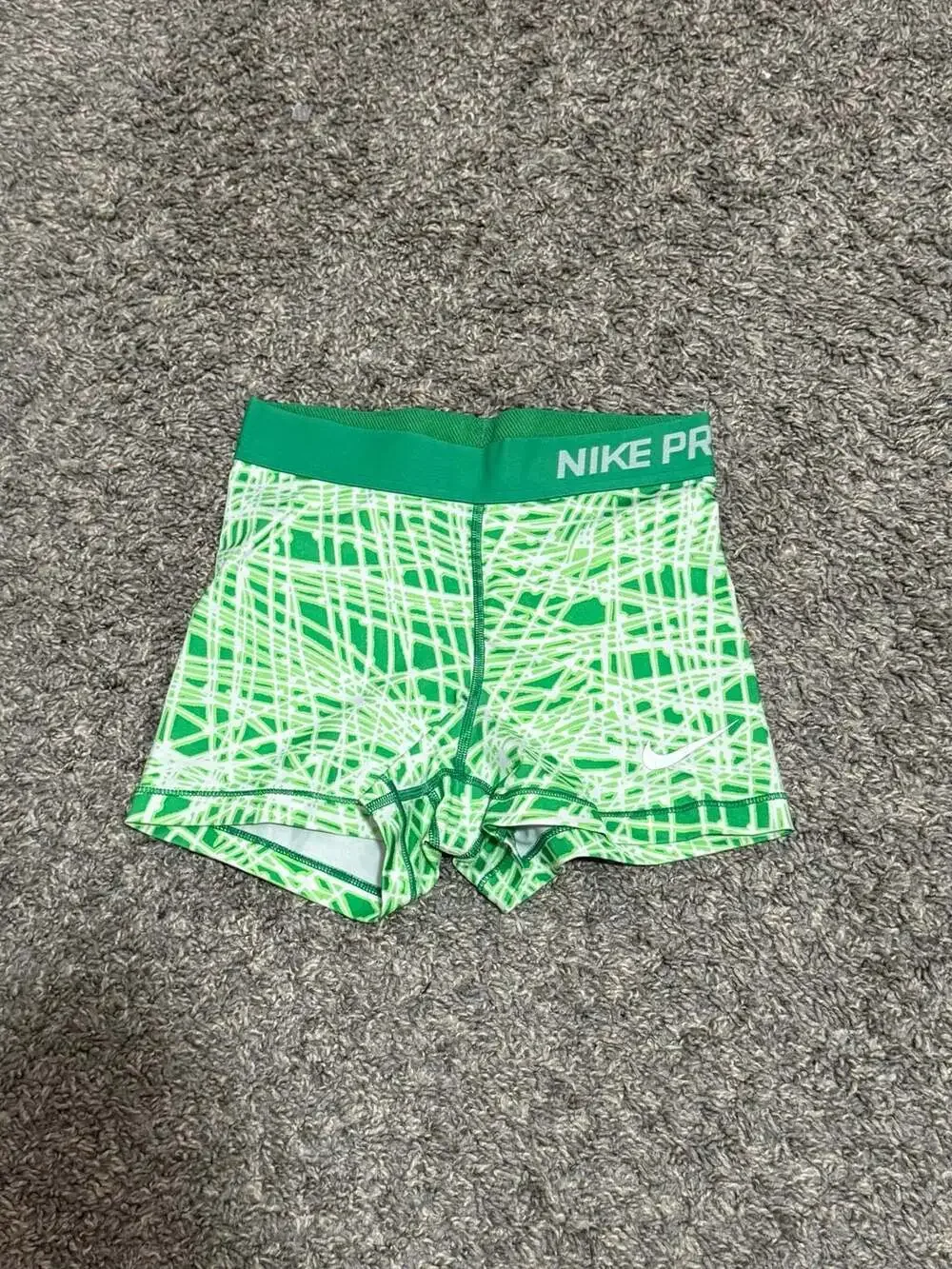 Nike Pro Green & White Printed Compression Athletic Shorts Size XS